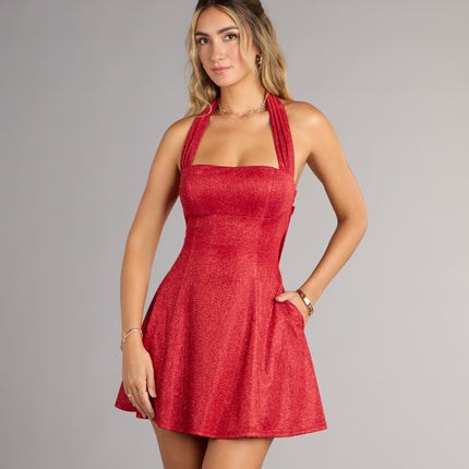 Anika Glitter Bow Skater Mini Dress — photo 5