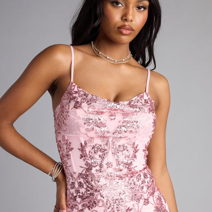 Jenelle Glitter Sequin Corset Mini Dress — photo 4