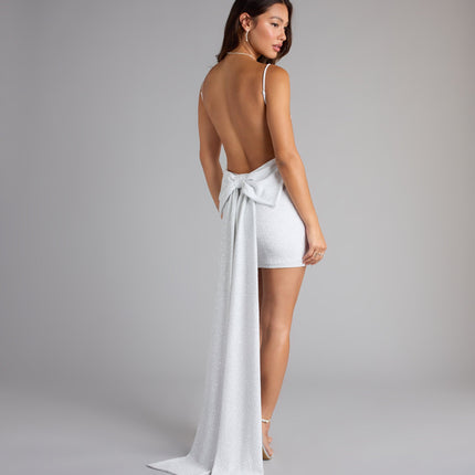 Toni Glitter Open Back Bow Mini Dress — photo 14