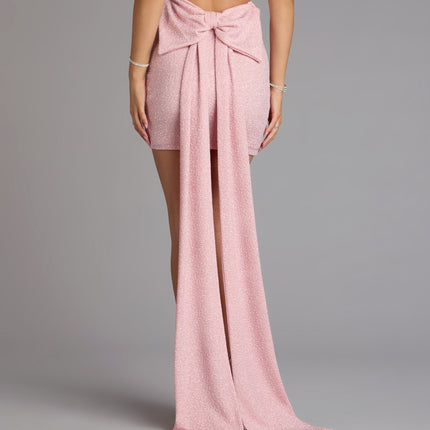 Toni Glitter Open Back Bow Mini Dress — photo 12