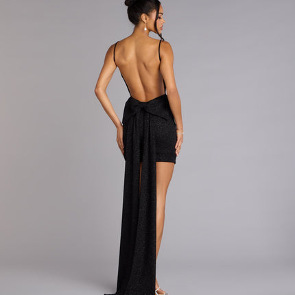 Toni Glitter Open Back Bow Mini Dress — photo 6