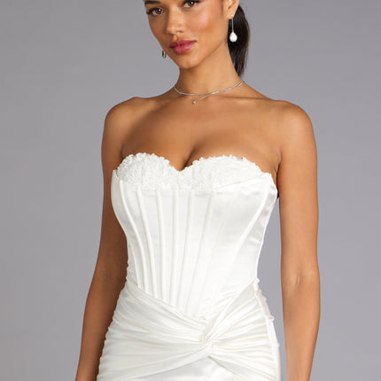 Windsor Alexia Satin Lace Bustier Mini Dress