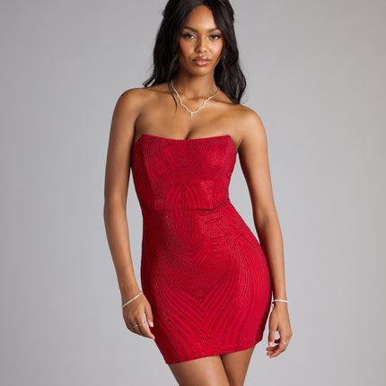 Nicole Rhinestone Lace-Up Strapless Mini Dress — photo 5