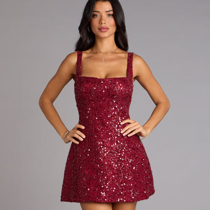 Clarice Sequin Beaded Lace A-Line Mini Dress — photo 10
