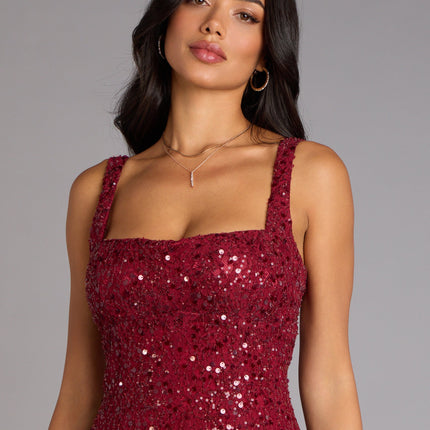 Clarice Sequin Beaded Lace A-Line Mini Dress — photo 13