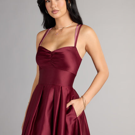 Isabelle Satin Lace-Up Dress With Pockets — photo 4
