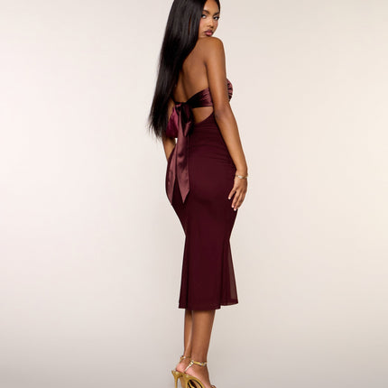 Camilla Satin Bow Back Midi Formal Dress — photo 2