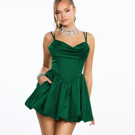 Maribelle Satin Corset Bubble Mini Dress — photo 2