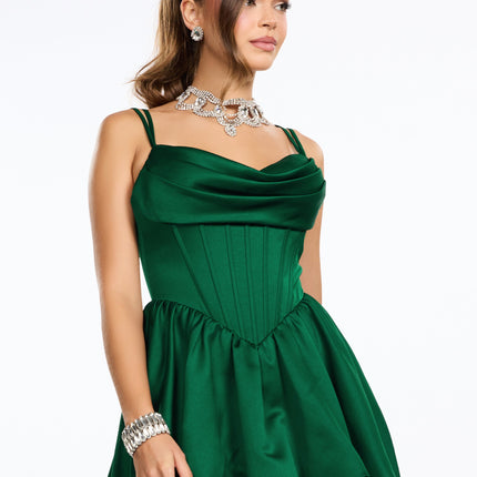 Maribelle Satin Corset Bubble Mini Dress — photo 4
