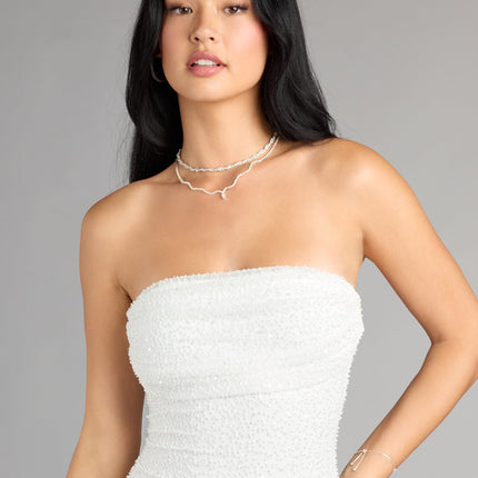 Lena Strapless Bodycon Beaded Mesh Mini Dress — photo 15
