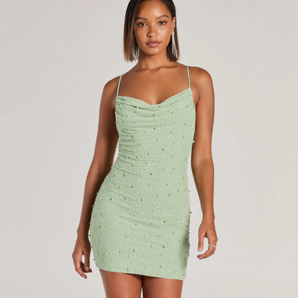 Keira Faux Pearl Strappy Open-Back Mini Dress — photo 18