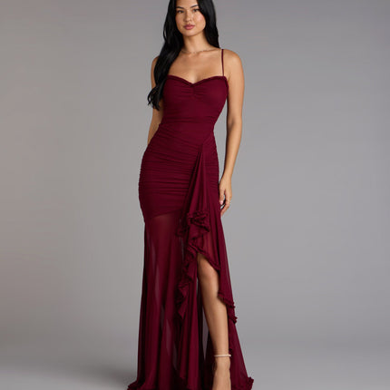 Windsor Sherrie Mesh Slit Mermaid Formal Dress