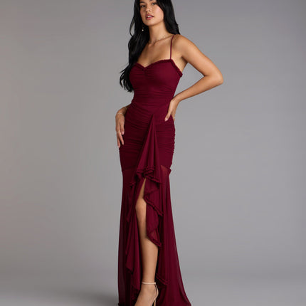 Windsor Sherrie Mesh Slit Mermaid Formal Dress