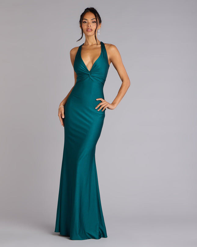 Windsor Adrianne Plunge Bow Mermaid Formal Dress