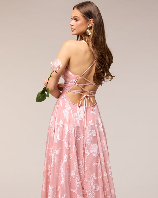 Windsor Vivienne Floral Brocade Lace-Up Dress