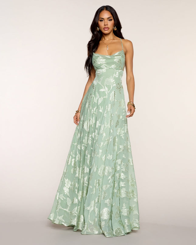 Windsor Vivienne Floral Brocade Lace-Up Dress