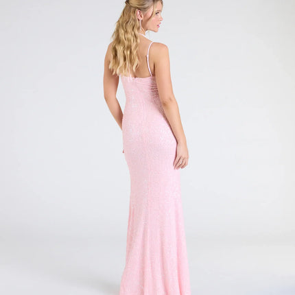 Windsor Kaitlyn Cowl Neck Slit Beaded Sequin Formal Dress