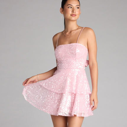 Twirl Queen Vibes Sequin Skater Dress — photo 1