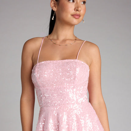 Twirl Queen Vibes Sequin Skater Dress — photo 4