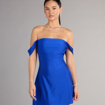 Windsor Classics Lover Off-The-Shoulder Satin A-Line Mini Dress