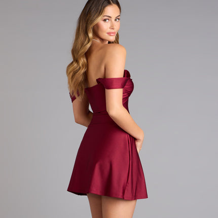 Windsor Classics Lover Off-The-Shoulder Satin A-Line Mini Dress