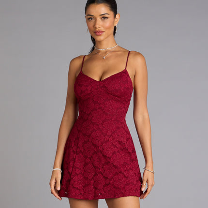Windsor Romantic Notion Glitter Lace-Up Mini Dress