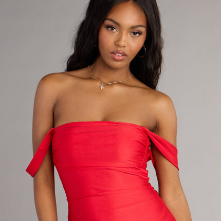 Windsor Classics Lover Off-The-Shoulder Satin A-Line Mini Dress