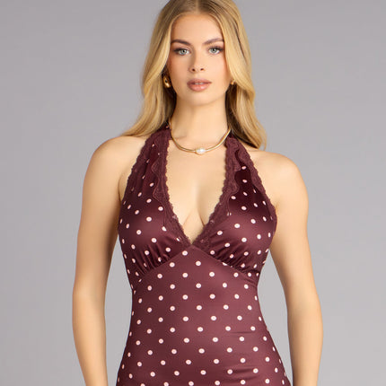 Sweet With A Twist Polka Dot Halter Mini Dress — photo 4