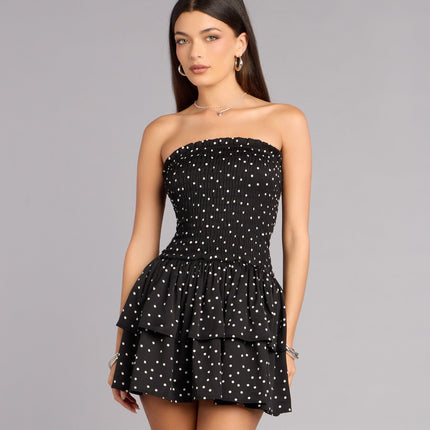 Cute Entrance Polka Dot Ruffle Skater Dress — photo 4
