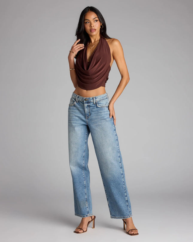 Women's Take the Plunge Sleeveless Halter Crop Top