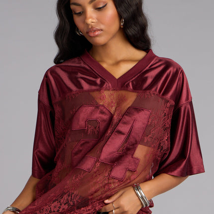 Windsor Sporty Chic Lace V-Neck 24 Graphic Jersey Top