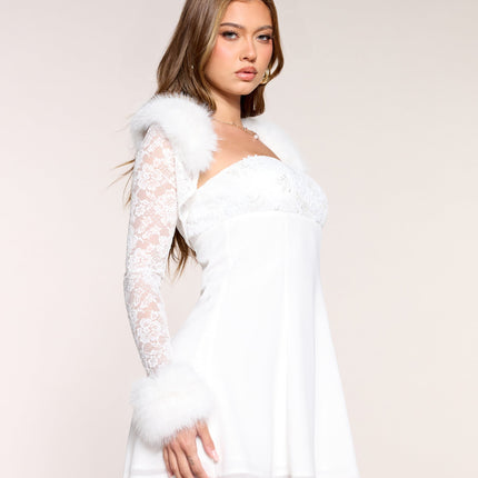 Windsor Lace Affair Removable Faux Fur Bolero