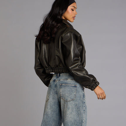 Windsor Cool Factor Faux Leather Bomber Jacket