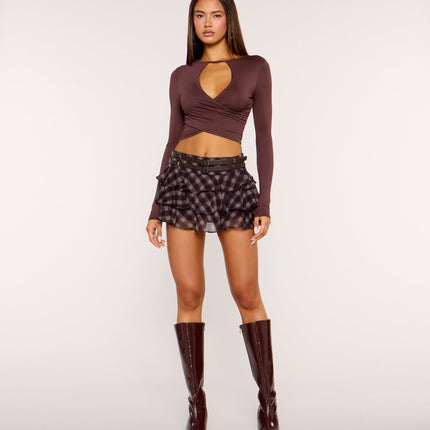 Windsor Ruffle Check Double Belt Plaid Mini Skort