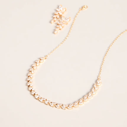 Windsor Petal Gleam Rhinestone Necklace And Earrings Set