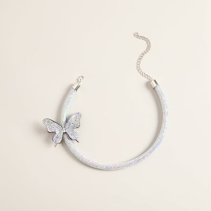 Flutter Effect Rhinestone Butterfly Collar Necklace — photo 1