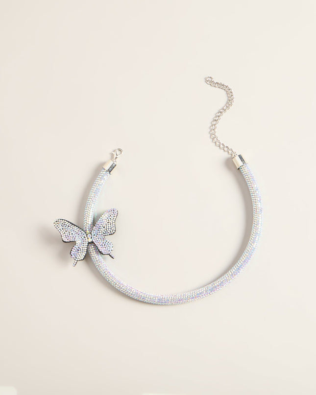 Flutter Effect Rhinestone Butterfly Collar Necklace — photo 1