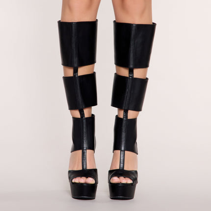 Windsor High Drama Faux Leather Cutout Platform Heels