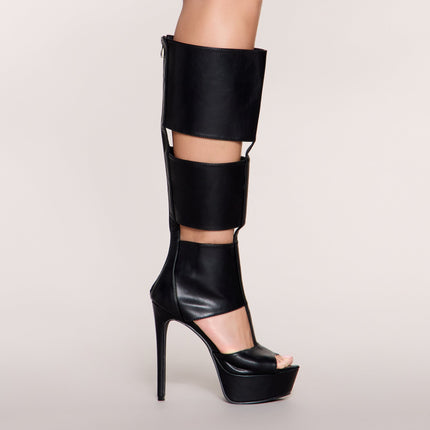 Windsor High Drama Faux Leather Cutout Platform Heels