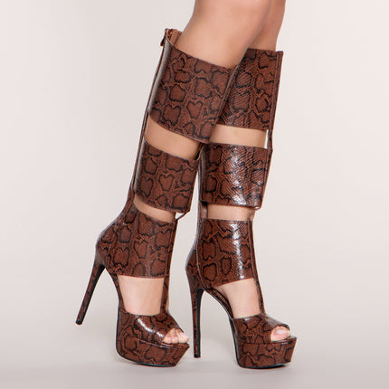 Windsor High Drama Faux Leather Cutout Platform Heels