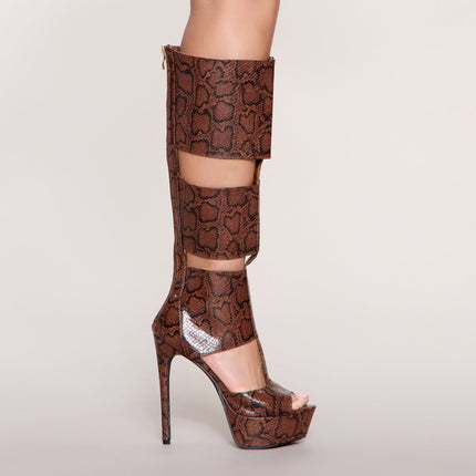 Windsor High Drama Faux Leather Cutout Platform Heels