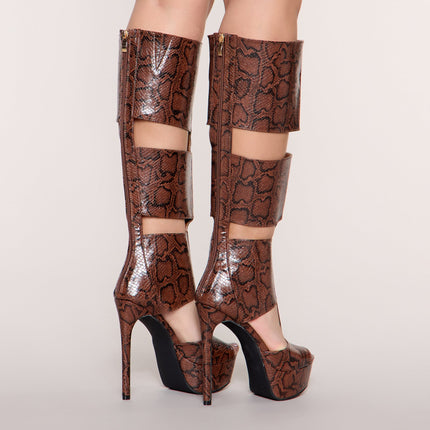 Windsor High Drama Faux Leather Cutout Platform Heels
