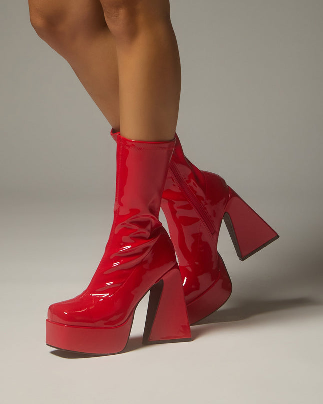 Step It Up Patent Faux Leather Platform Boots — photo 1