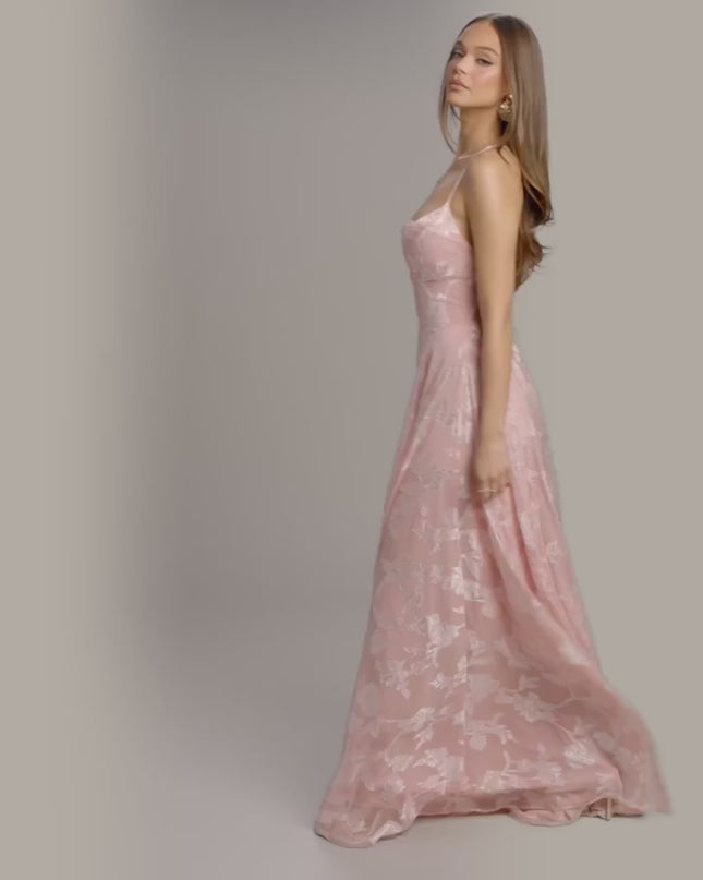 Windsor Vivienne Floral Brocade Lace-Up Dress